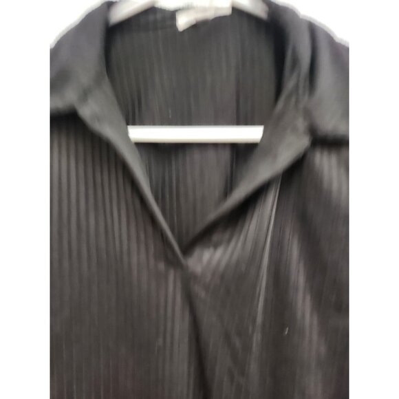 Moa Moa Womens Crop Top Size Medium Black Ribbed Collared Long Sleeve Pullover - Picture 2 of 5